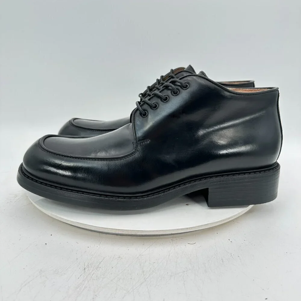 Men's Black Leather Lace-Up Dress Shoes